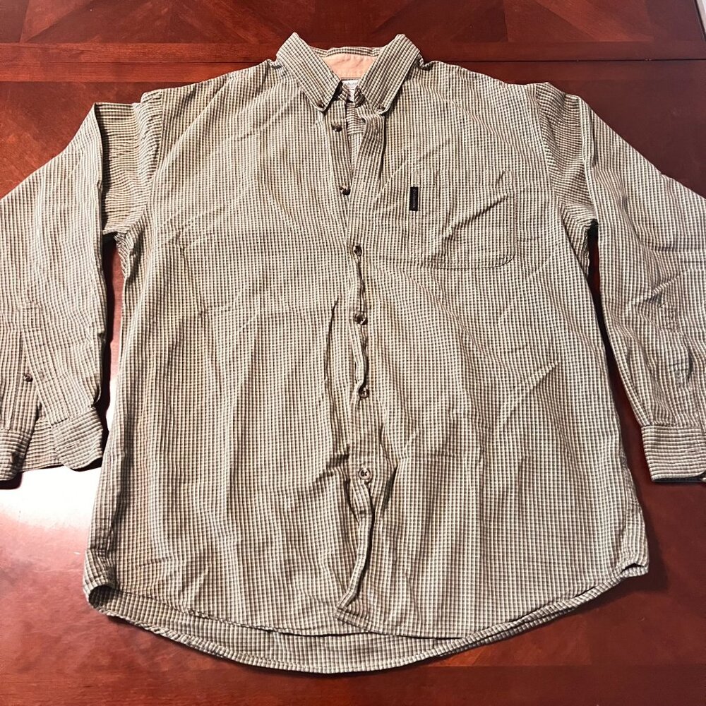 Columbia Sportswear Mens XL Green‎ Plaid  Button-Front Long Sleeve Shirt